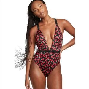 Victoria Secret One Piece Swimsuit Cherry Strawberry Plunge Lolita Size Women XS